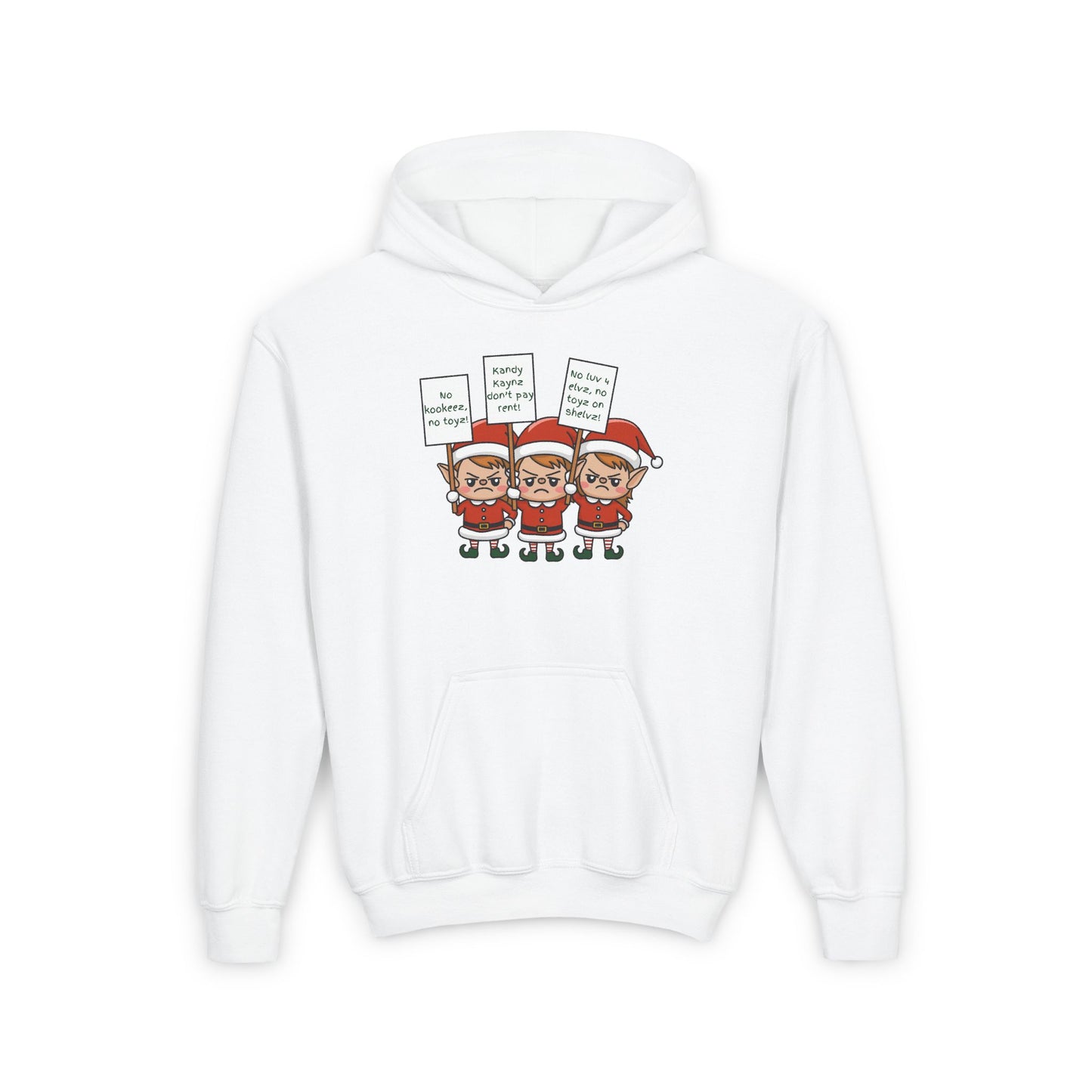 Christmas Elves On Strike Kids/Teen Hoodie
