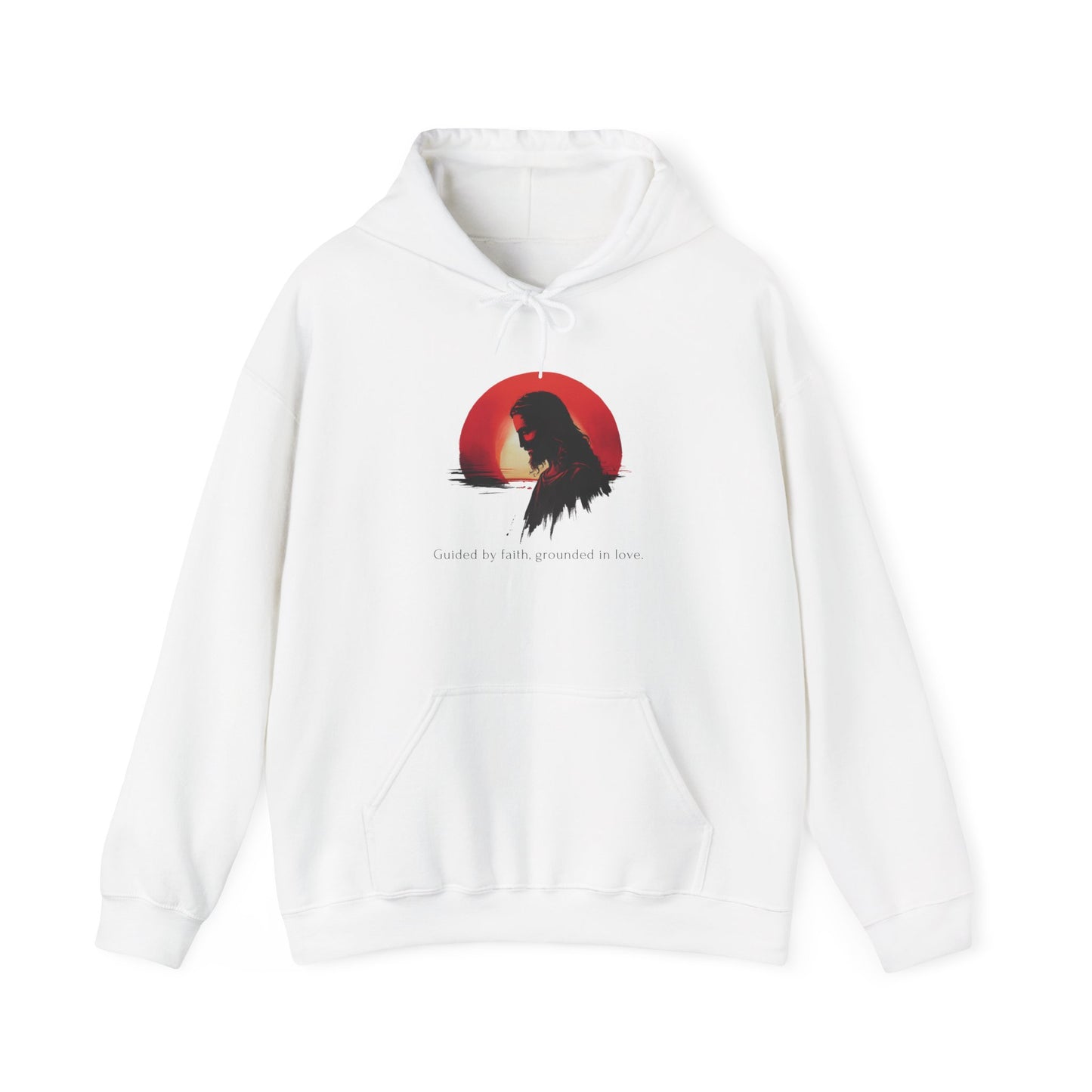 Jesus, Guided by faith, grounded in love.  Adult Hoodie