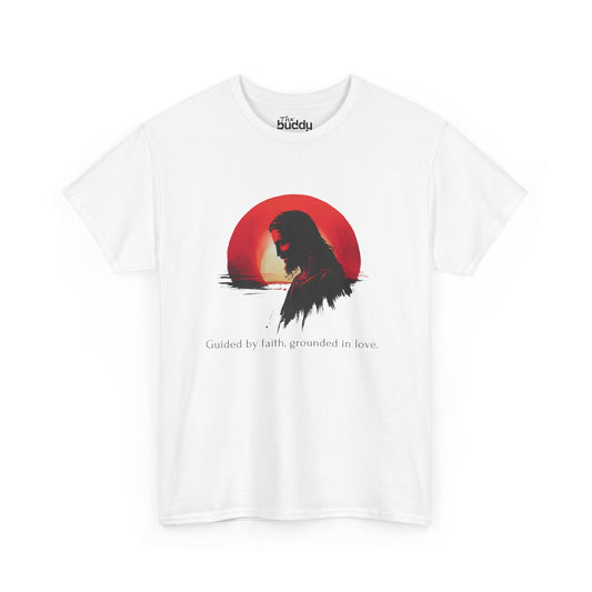 Jesus, Guided by faith, grounded in love.  Adult T-shirt