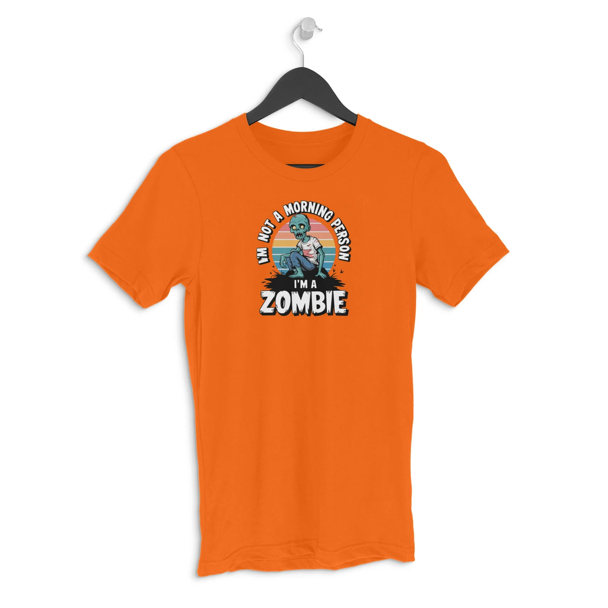 I am not a morning person i am a zombie Men's Halloween graphic T-shirt - Orange