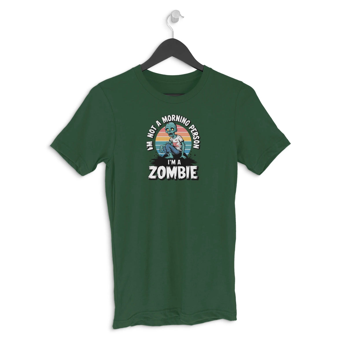 I am not a morning person i am a zombie Men's Halloween graphic T-shirt - Olive Green