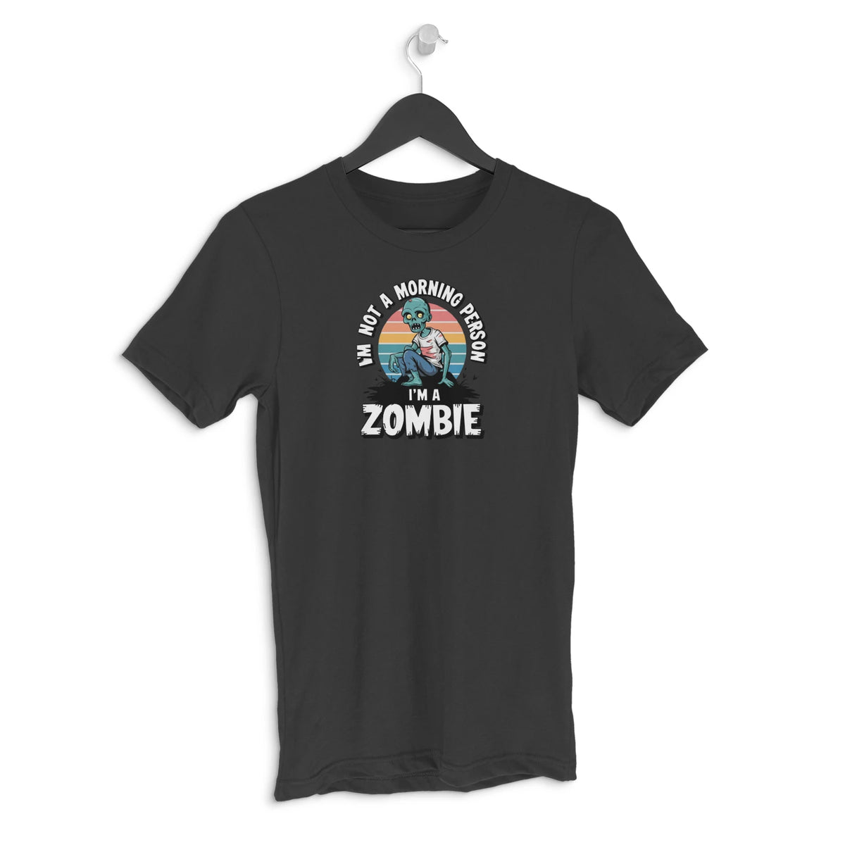 I am not a morning person i am a zombie Men's Halloween graphic T-shirt - Black