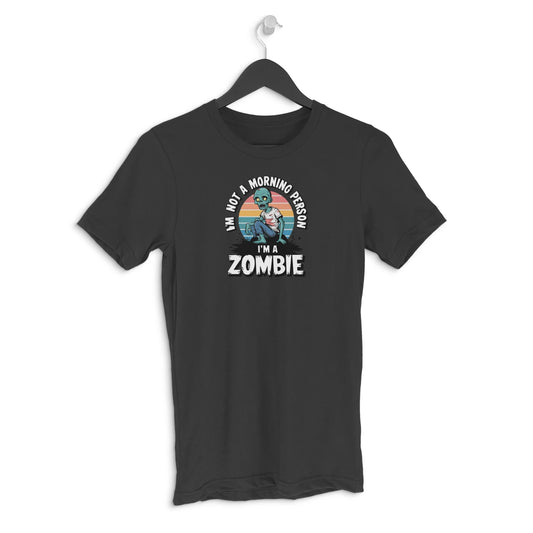 I am not a morning person i am a zombie Men's Halloween graphic T-shirt - Black