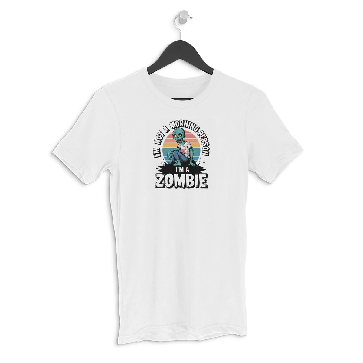 I am not a morning person i am a zombie Men's Halloween graphic T-shirt - White