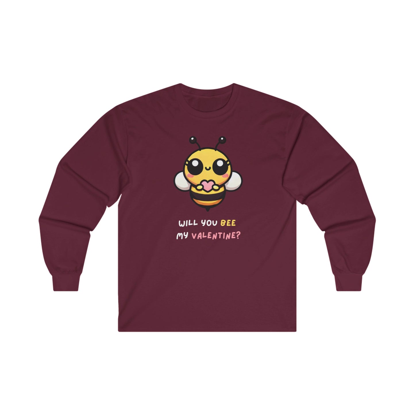 Will You Bee My Valentine Adult Long Sleeve T-shirt
