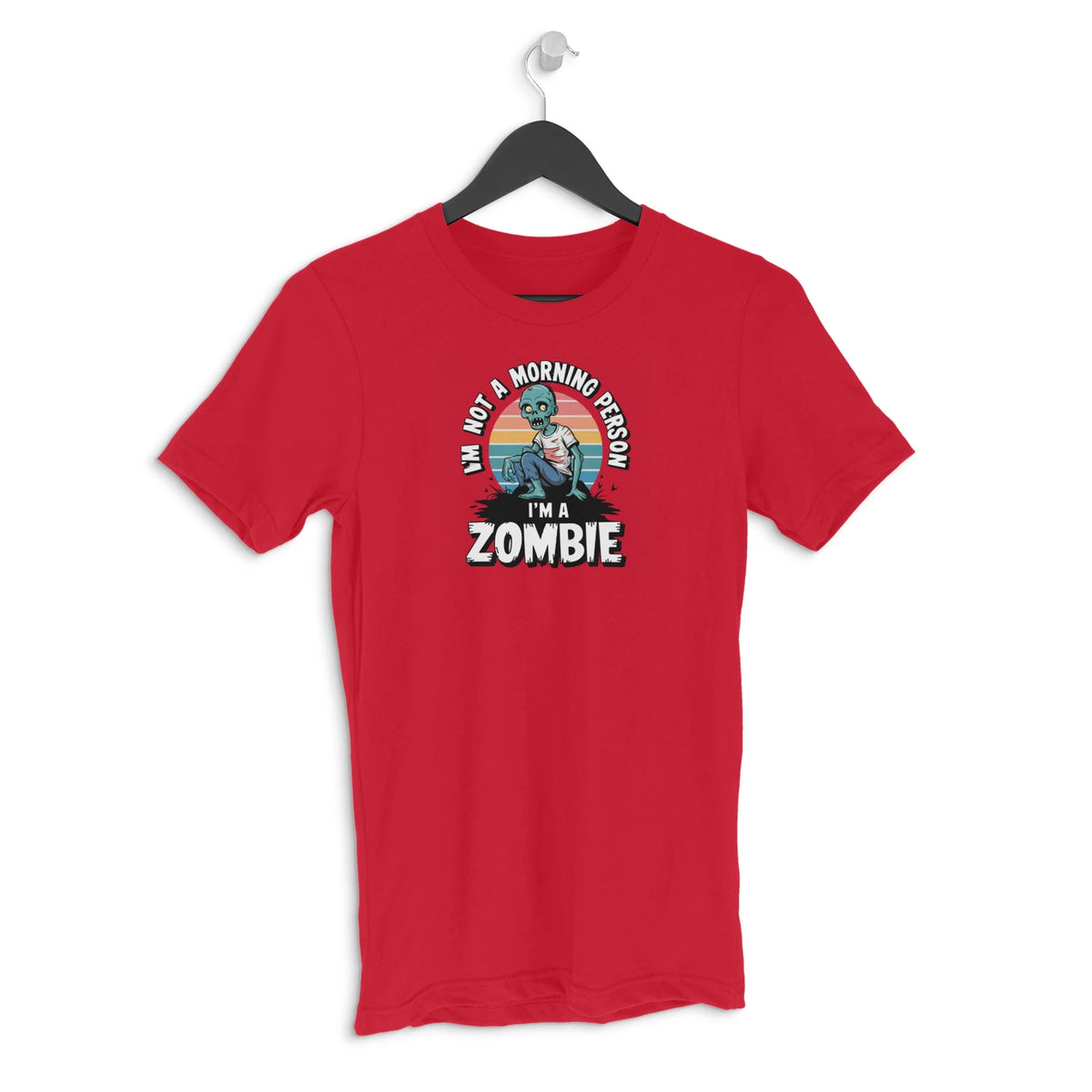 I am not a morning person i am a zombie Men's Halloween graphic T-shirt - Red