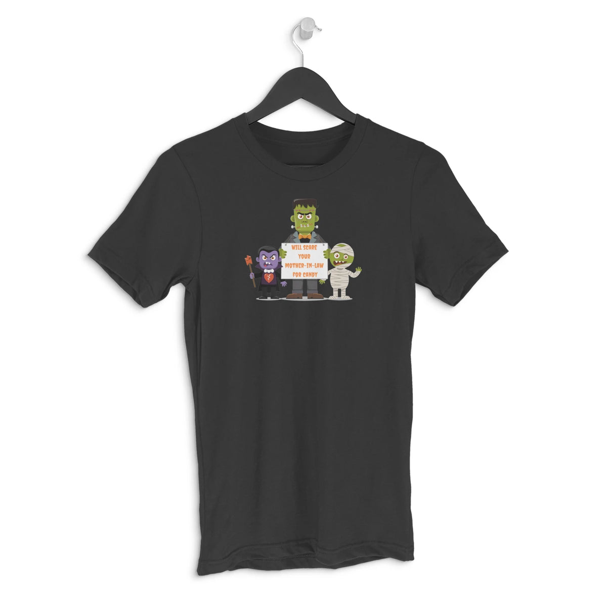 Will Scare Your Mother-in-Law for Candy – Men's Halloween Graphic T-Shirt - Black