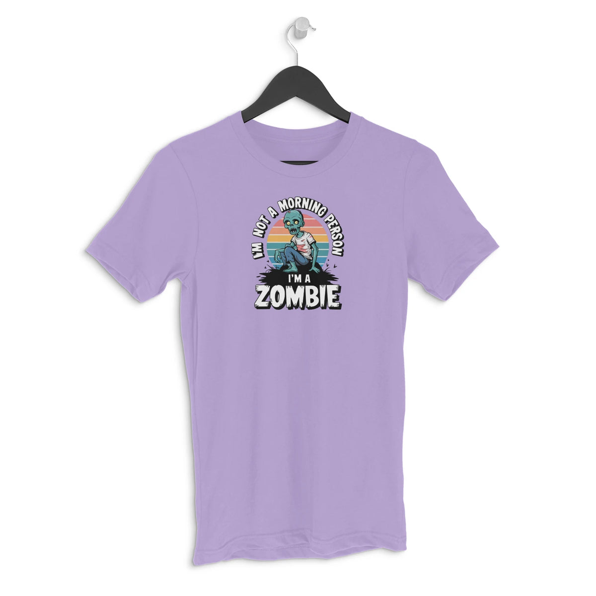 I am not a morning person i am a zombie Men's Halloween graphic T-shirt - Iris Lavender
