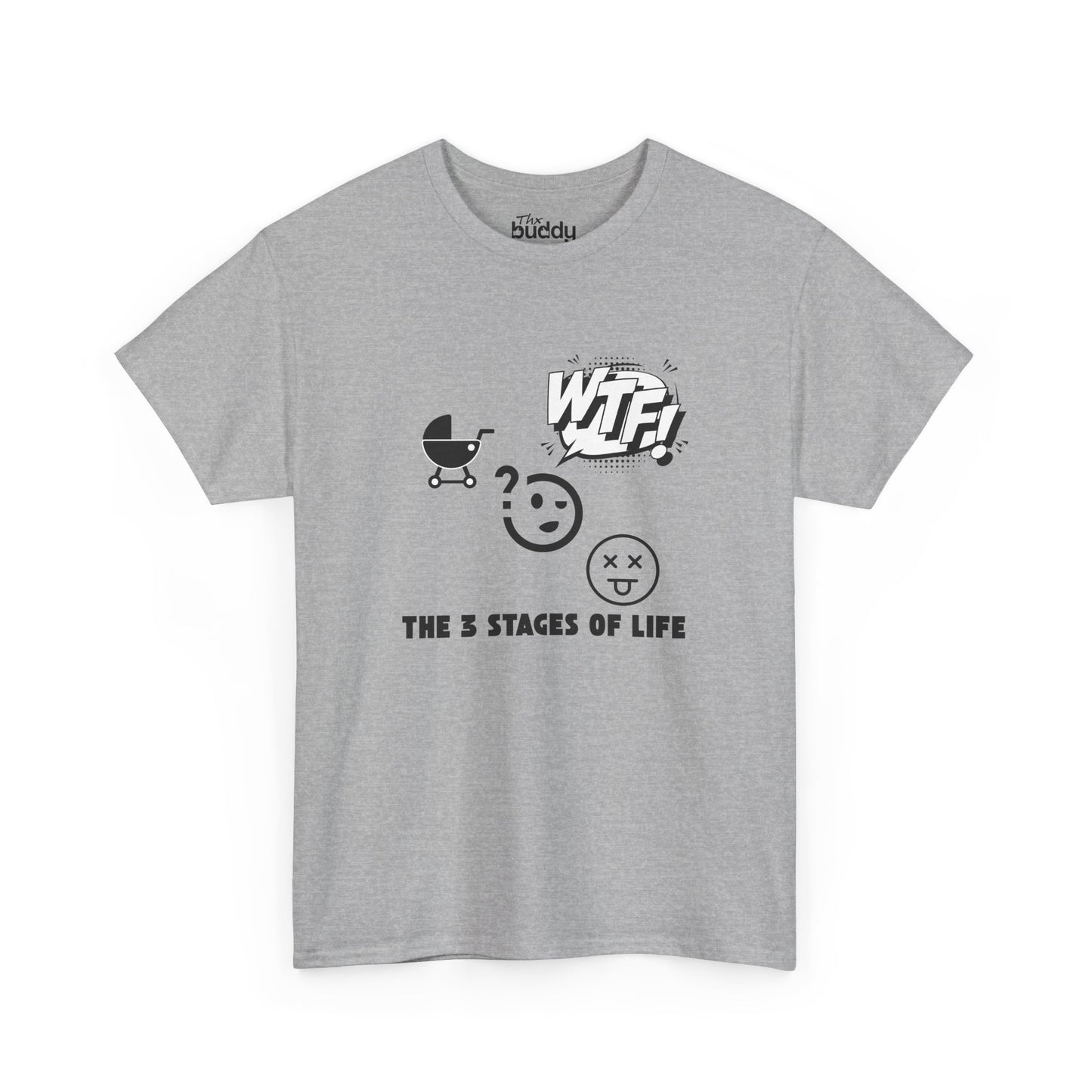 The 3 Stages Of Life - Birth - WTF - Death Adult T-shirt