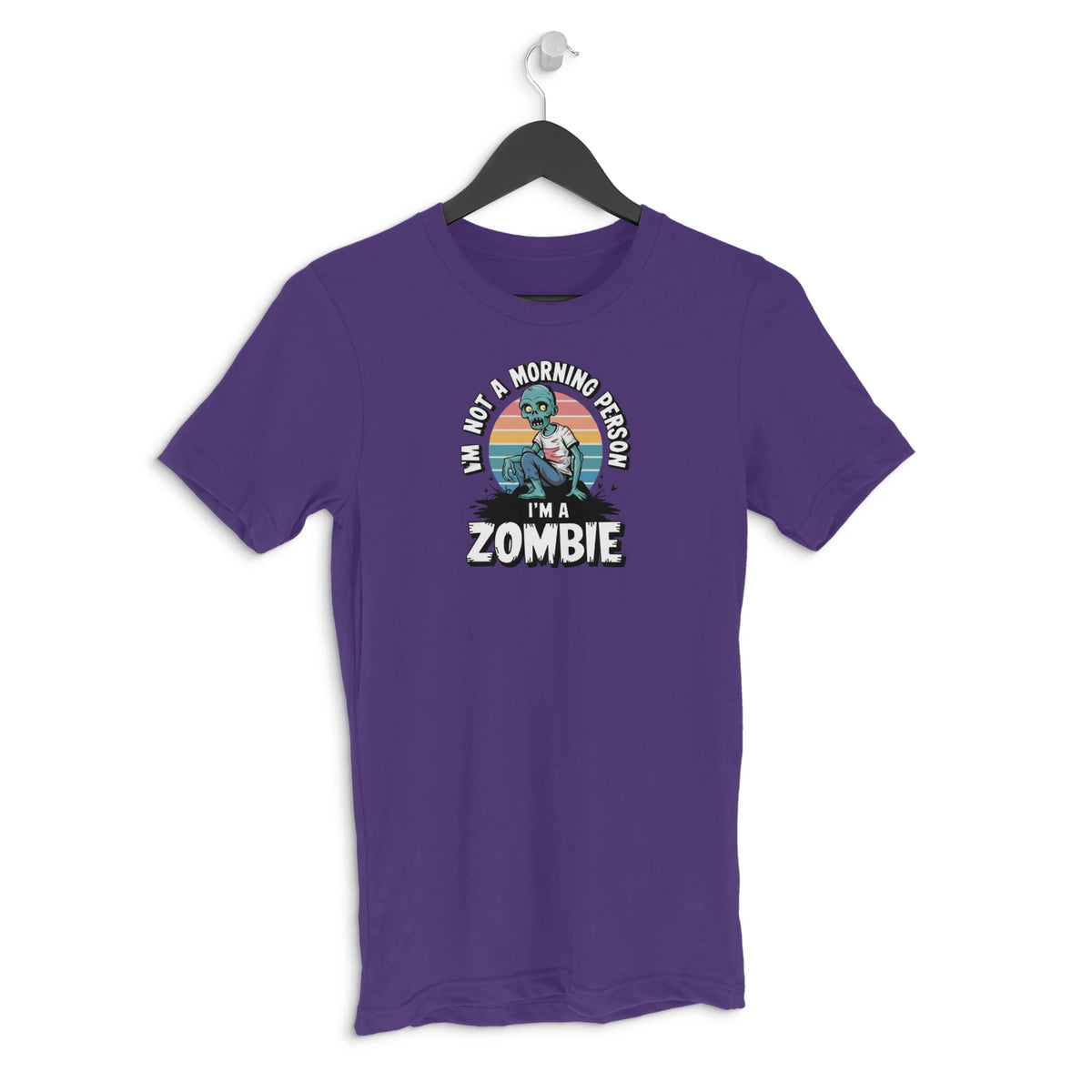 I am not a morning person i am a zombie Men's Halloween graphic T-shirt - Purple