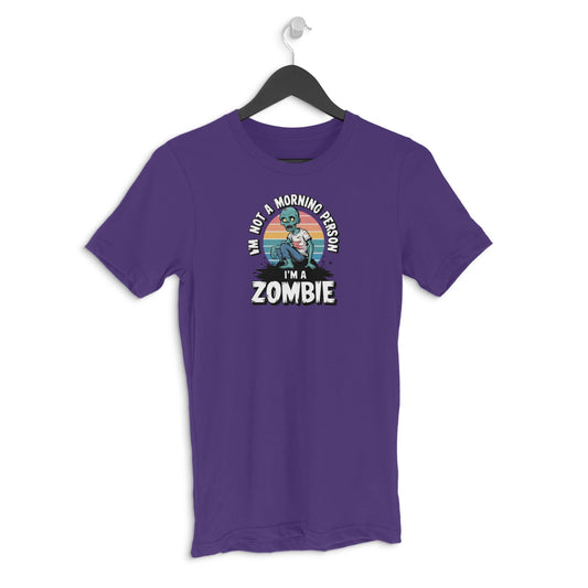 I am not a morning person i am a zombie Men's Halloween graphic T-shirt - Purple
