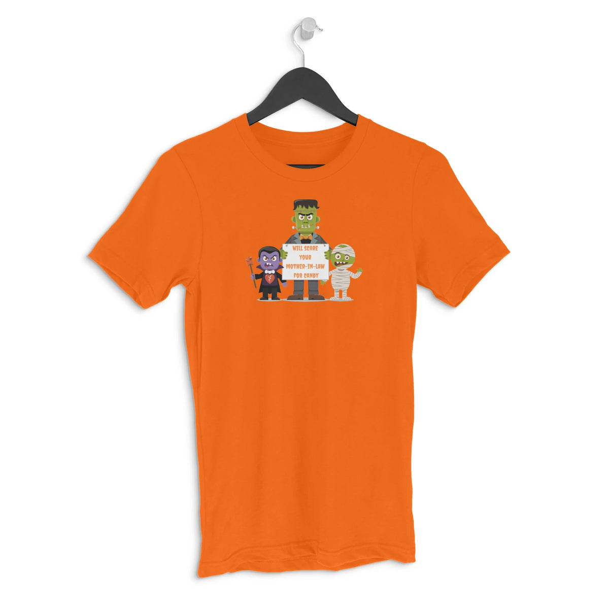 Will Scare Your Mother-in-Law for Candy – Men's Halloween Graphic T-Shirt - Orange
