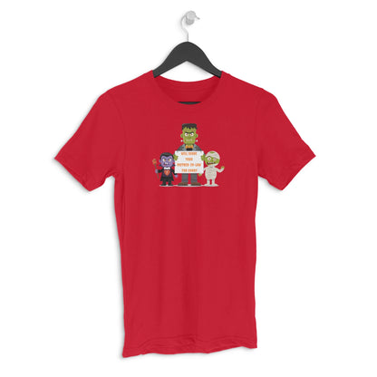 Will Scare Your Mother-in-Law for Candy – Men's Halloween Graphic T-Shirt - Red