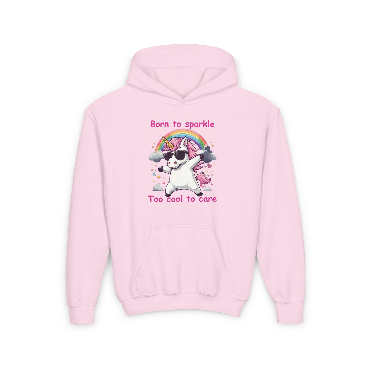 Born to sparkle, too cool to care. Kids/Teen Hoodie
