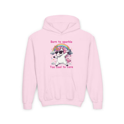 Born to sparkle, too cool to care. Kids/Teen Hoodie