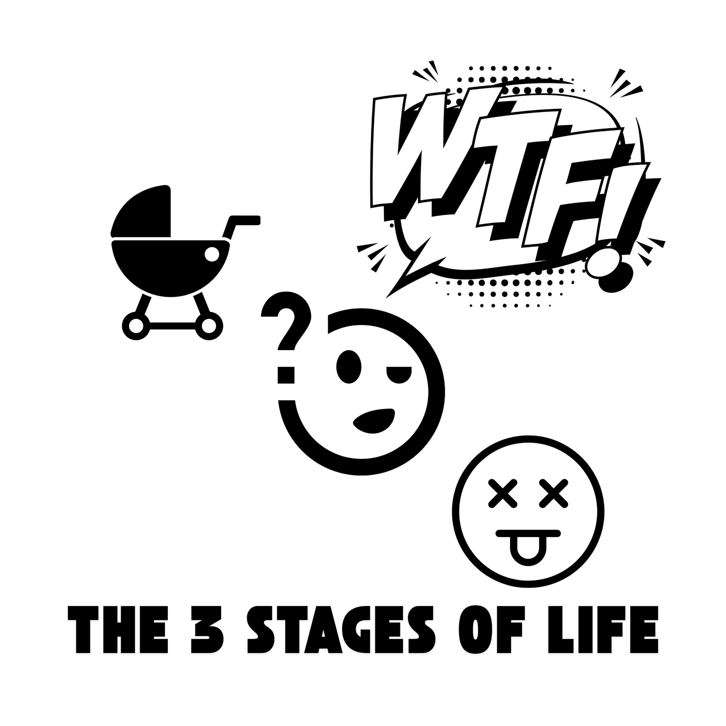 The 3 Stages Of Life - Birth - WTF - Death Women's T-shirt