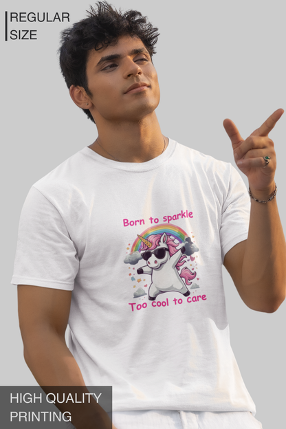Born To Sparkle Too Cool To Care  Men's Tshirt