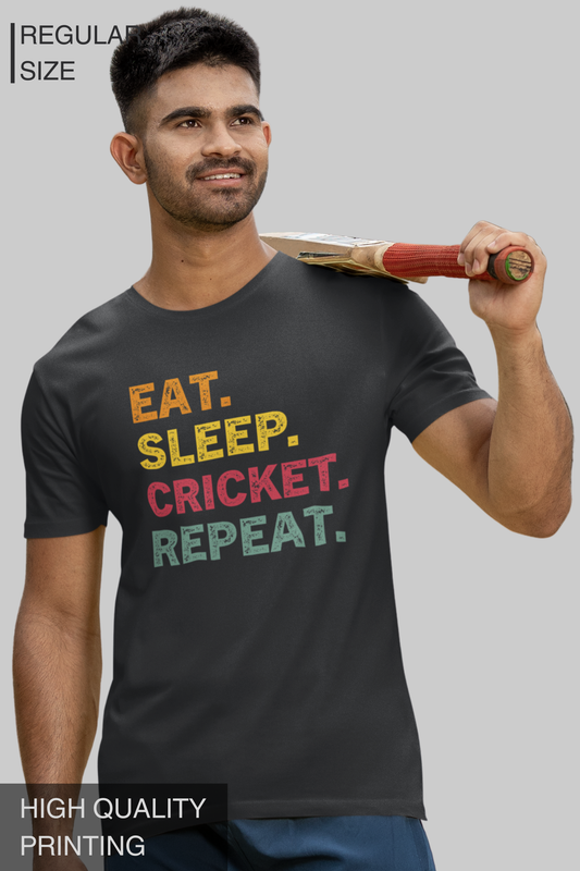 Eat Sleep Cricket Repeat Men T Shirt
