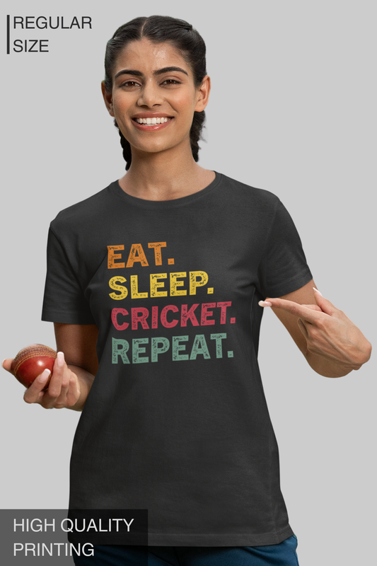 Eat Sleep Cricket Repeat Women T Shirt