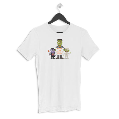 Will Scare Your Mother-in-Law for Candy – Men's Halloween Graphic T-Shirt - White