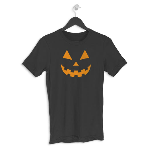 Pumpkin orange white Men's Halloween graphic Tshirt - Black