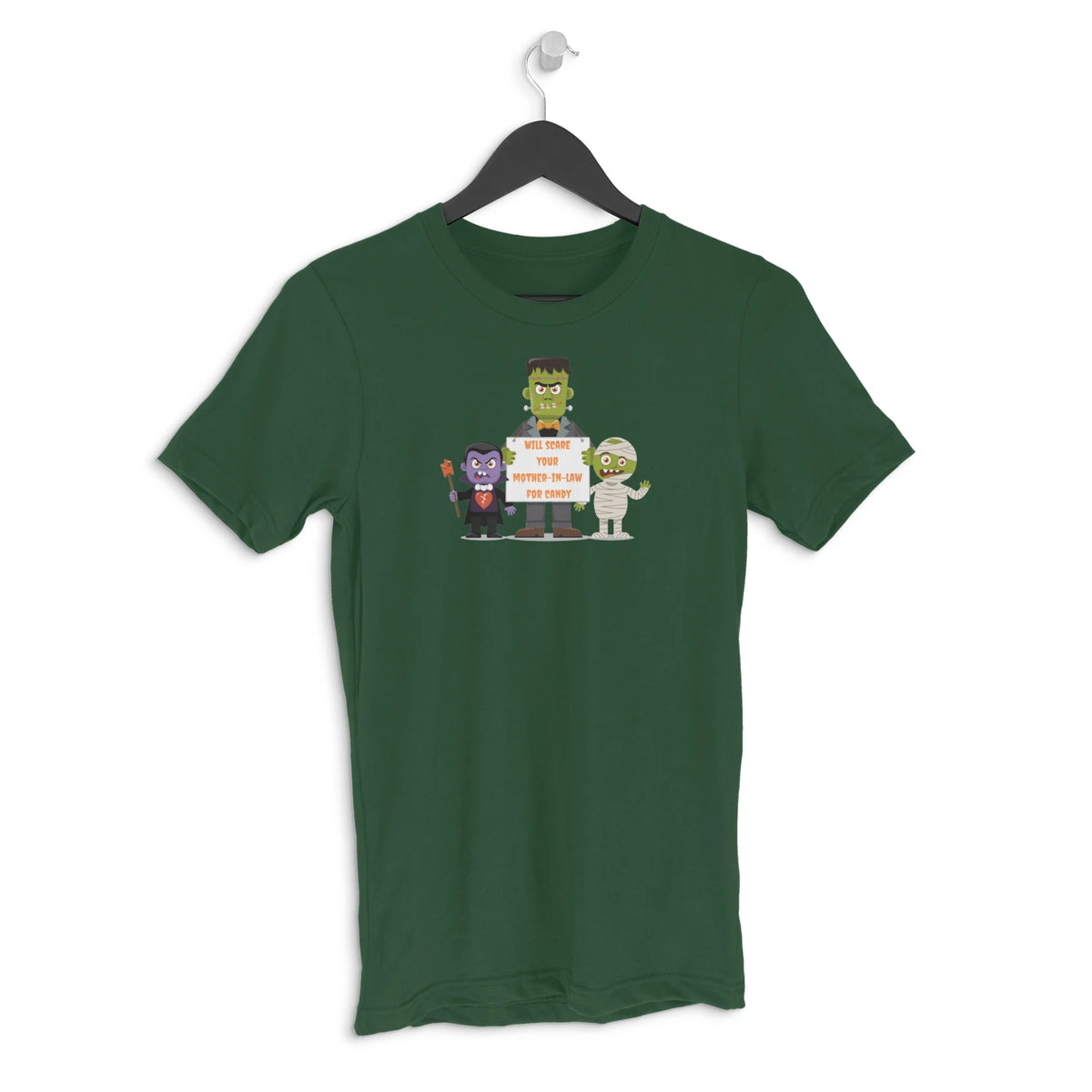Will Scare Your Mother-in-Law for Candy – Men's Halloween Graphic T-Shirt - Olive Green